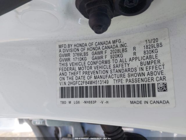 2HGFC2F84MH513149 Honda Civic Sport
