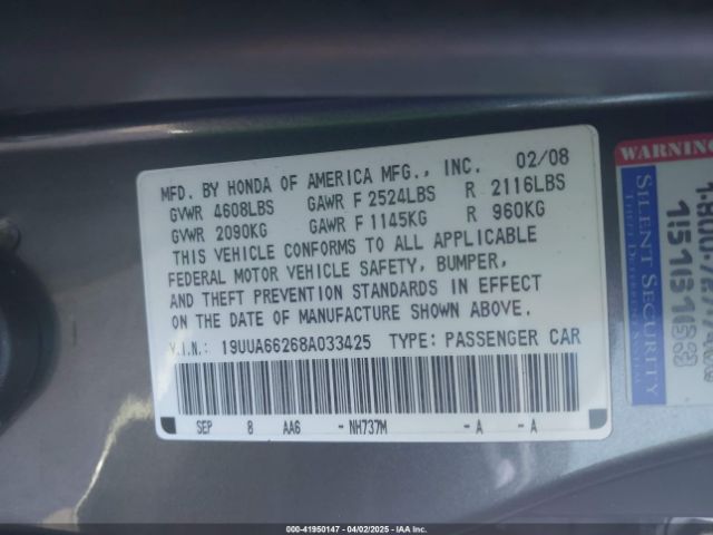 2008 ACURA TL 19UUA66268A033425 Photo 8