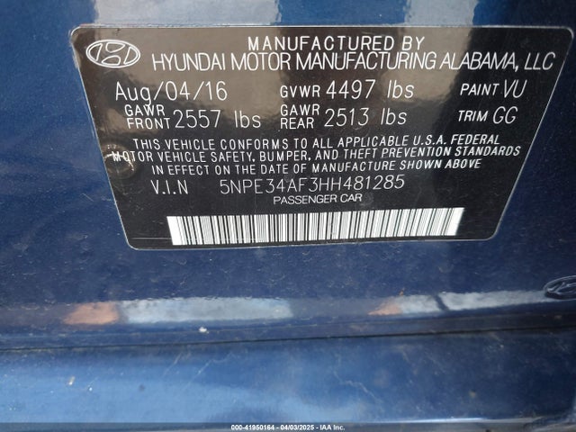 5NPE34AF3HH481285 Hyundai Sonata Sport