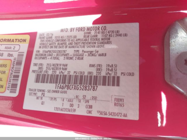 1FA6P8CFXG5283787 Ford MUSTANG GT