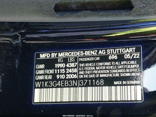 W1K3G4EB3NJ371168 Mercedes-Benz A 220
