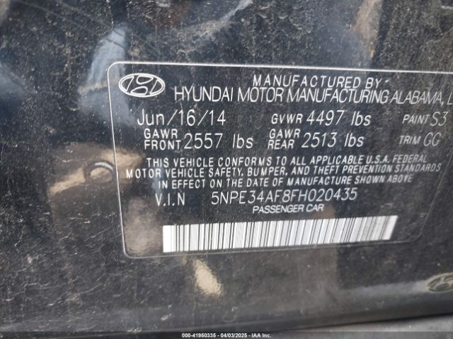 5NPE34AF8FH020435 Hyundai Sonata Sport