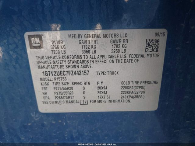 1GTV2UEC7FZ442157 GMC Sierra 1500 Sle