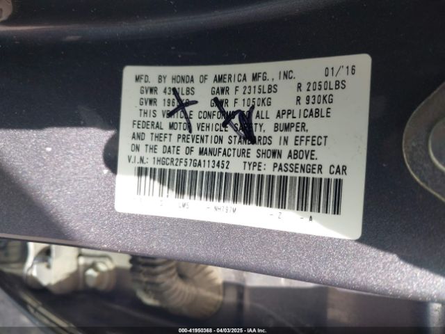 1HGCR2F57GA113452 Honda Accord Sport