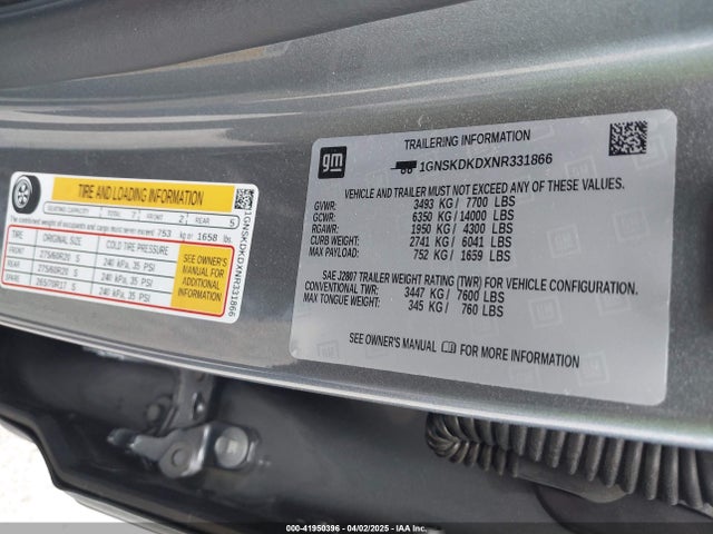 1GNSKDKDXNR331866 Chevrolet l84 - di, dfm, alum, gen 5, var 2