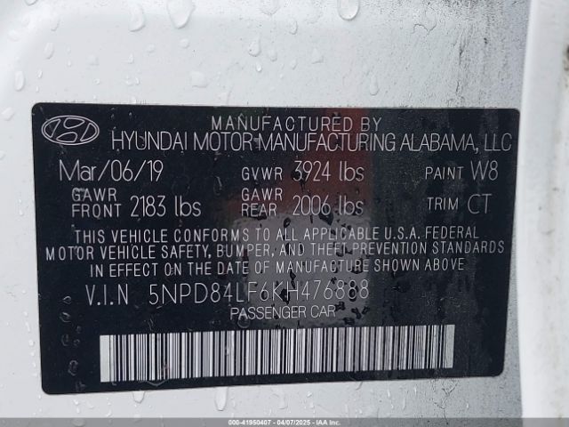 5NPD84LF6KH476888 Hyundai Elantra Value Edition