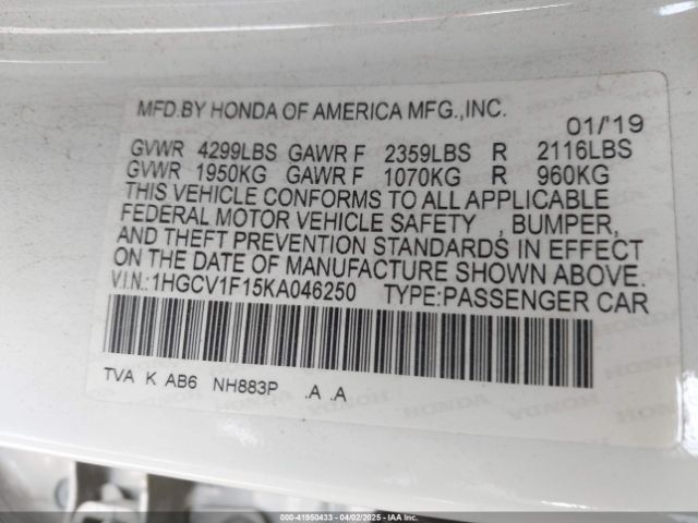 1HGCV1F15KA046250 Honda ACCORD LX