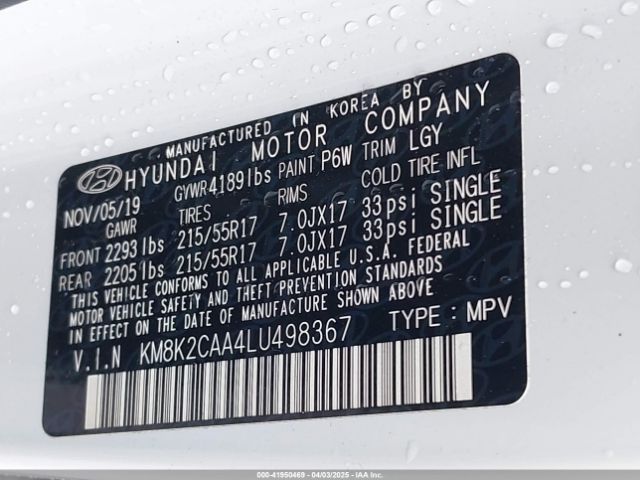 2020 HYUNDAI KONA KM8K2CAA4LU498367 Photo 8
