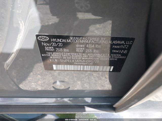 5NPEL4JA1MH095723 Hyundai SONATA SEL