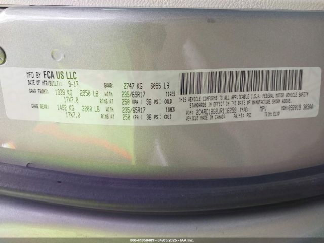 2C4RC1BG8JR116259 Chrysler Pacifica Touring L