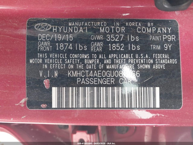 Hyundai dohc gdi gamma 2016 KMHCT4AE0GU083966 Image 9