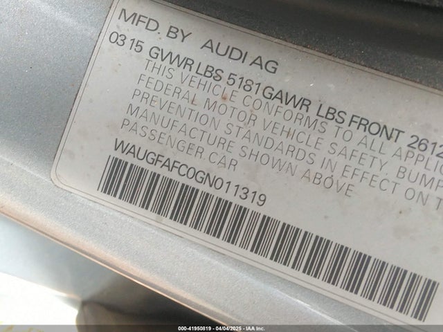 WAUGFAFC0GN011319 Audi A6 2.0t Premium Plus