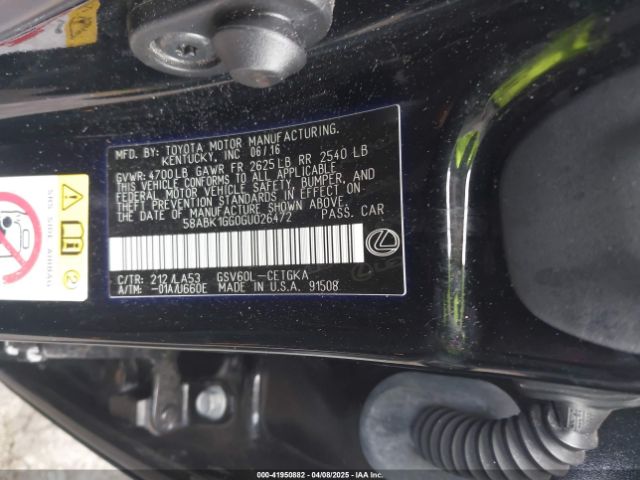 58ABK1GG0GU026472 Lexus ES 350