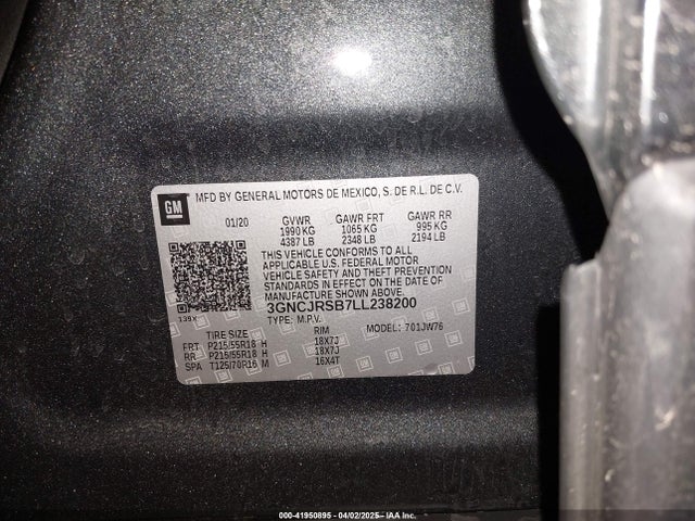 3GNCJRSB7LL238200 Chevrolet Trax Awd Premier