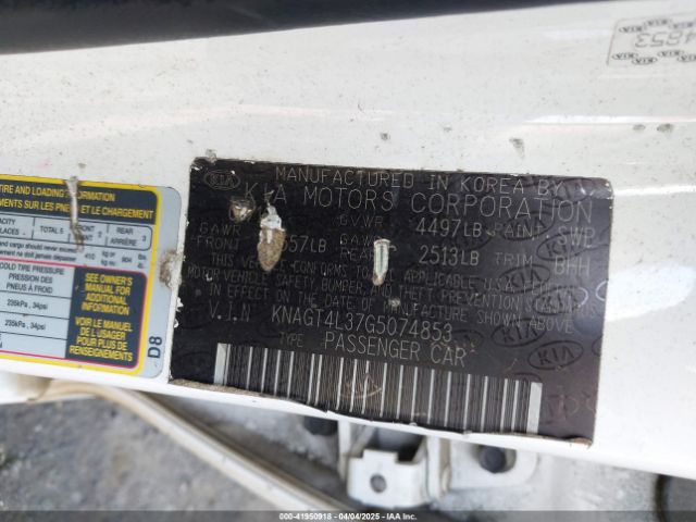 KNAGT4L37G5074853 KIA Optima Lx