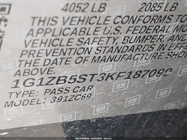 1G1ZB5ST3KF187099 Chevrolet Malibu 1ls