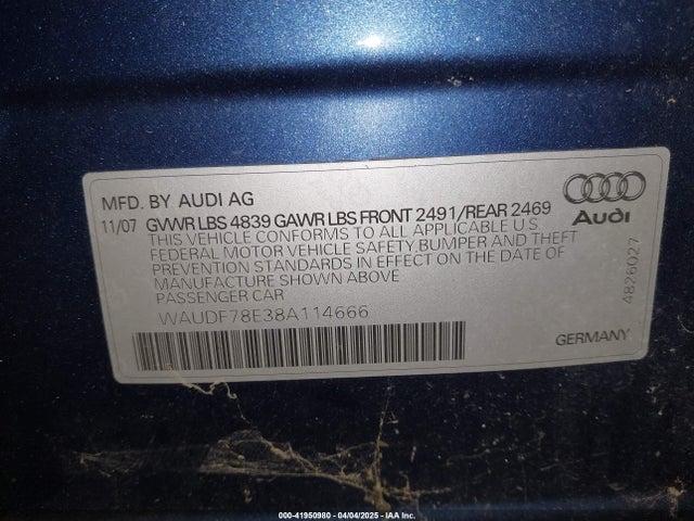 2008 AUDI A4 WAUDF78E38A114666 Photo 8