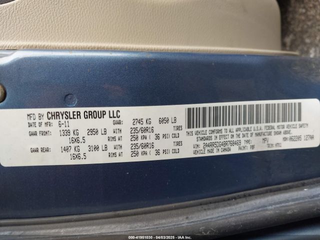 2011 CHRYSLER TOWN & COUNTRY 2A4RR5DG4BR768469 Photo 8