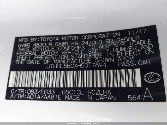 JTHHE5BCXH5017894 Lexus RC 350