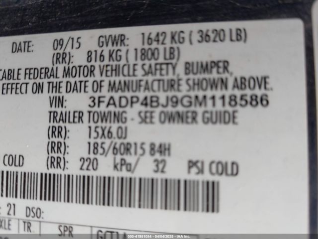 3FADP4BJ9GM118586 Ford FIESTA SE