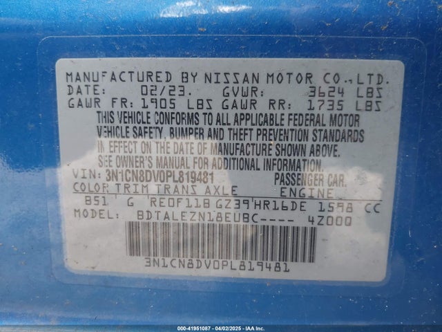 Nissan Versa 1.6 S Xtronic Cvt 2023 3N1CN8DV0PL819481 Image 9