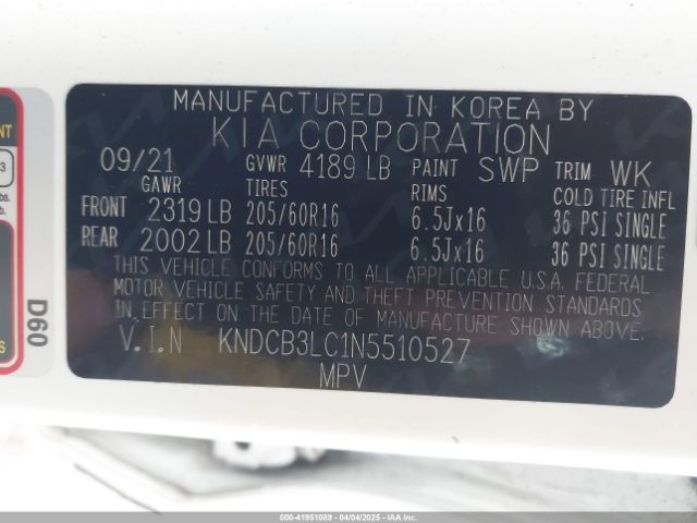 KNDCB3LC1N5510527 KIA Niro Lxs