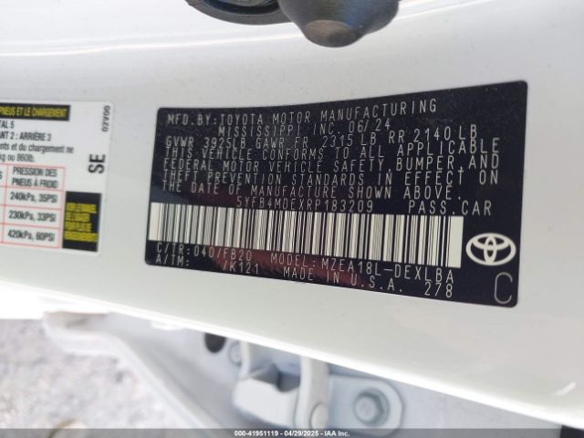 2024 TOYOTA COROLLA 5YFB4MDEXRP183209 Photo 8