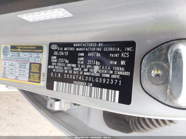5XXGT4L30LG392371 KIA Optima Lx