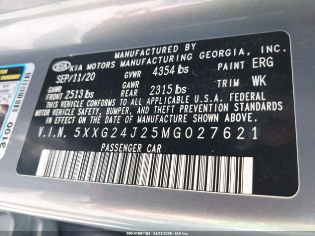 5XXG24J25MG027621 KIA K5 LX