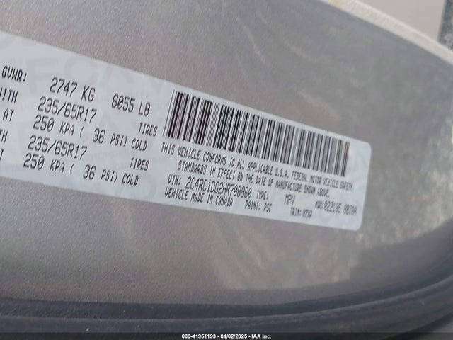 2C4RC1DG2HR708960 Chrysler Pacifica Touring