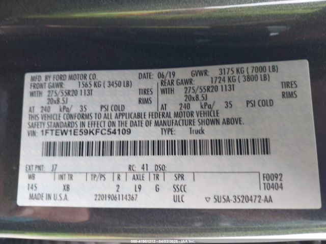 1FTEW1E59KFC54109 Ford F-150 Xlt