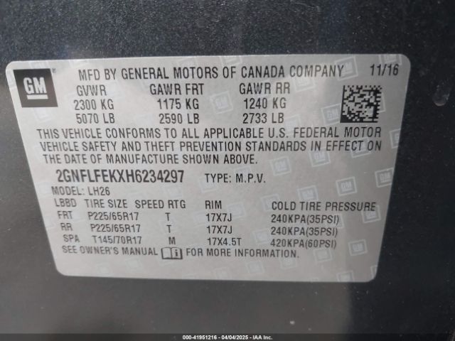 2GNFLFEKXH6234297 Chevrolet EQUINOX LT