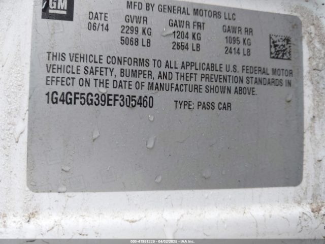 1G4GF5G39EF305460 Buick Lacrosse Premium Ii Group