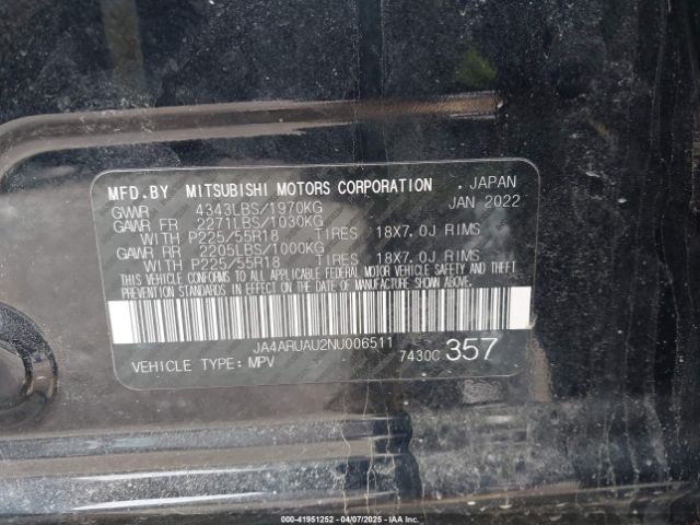 JA4ARUAU2NU006511 Mitsubishi Outlander Sport 2.0 Es Awc
