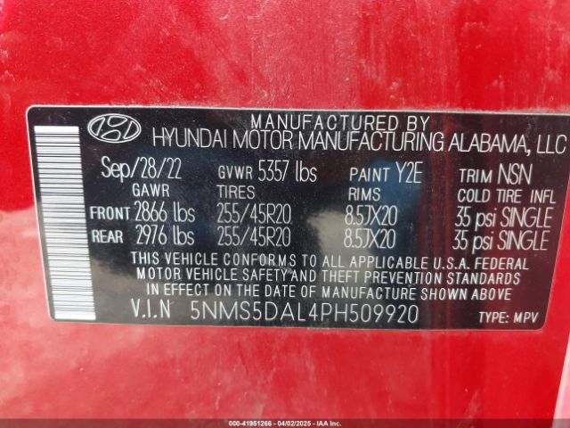 2023 HYUNDAI SANTA FE 5NMS5DAL4PH509920 Photo 8