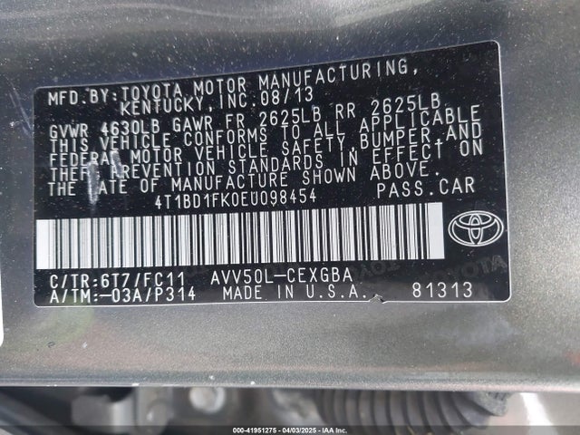 4T1BD1FK0EU098454 Toyota Camry Hybrid/le/xle