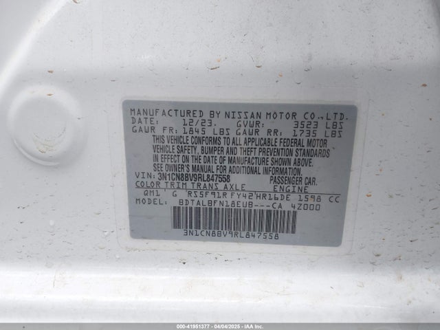 Nissan Versa 2024 3N1CN8BV9RL847558 Image 9