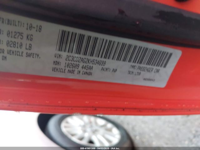 2019 DODGE CHALLENGER 2C3CDZAG2KH534699 Photo 8