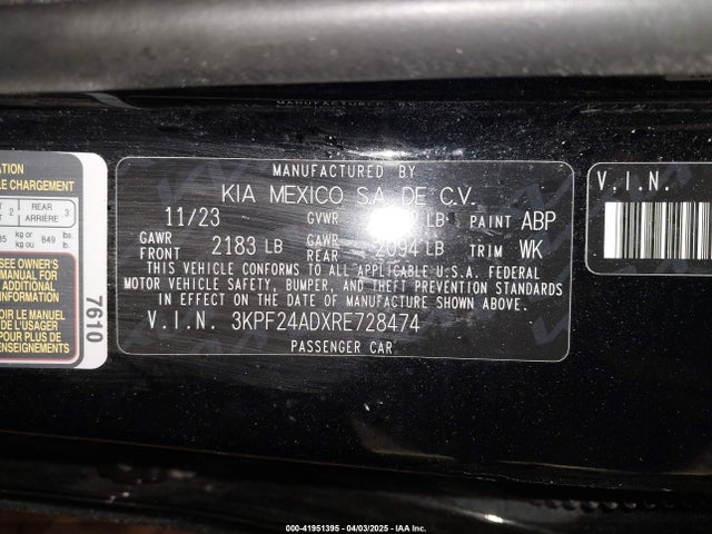 3KPF24ADXRE728474 KIA Forte Lxs