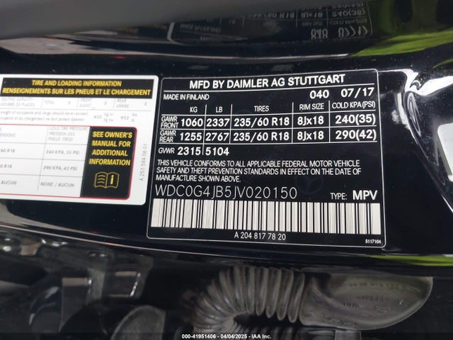 WDC0G4JB5JV020150 Mercedes-Benz GLC 300