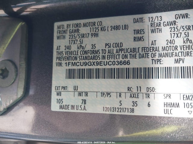 1FMCU9GX9EUC03666 Ford ESCAPE SE