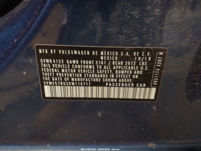 3VWE57BU2KM116717 Volkswagen Jetta 1.4t Sel