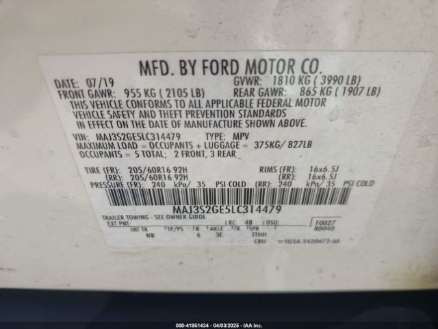 MAJ3S2GE5LC314479 Ford Ecosport Se