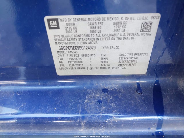 3GCPCREC9EG124929 Chevrolet Silverado 1500 1lt