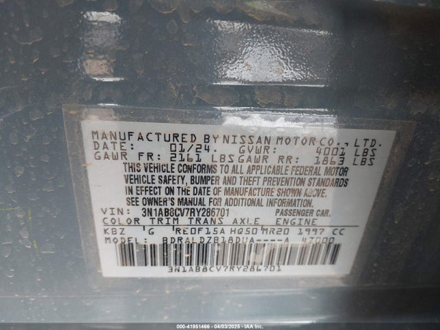 3N1AB8CV7RY286701 Nissan Sentra Sv Xtronic Cvt