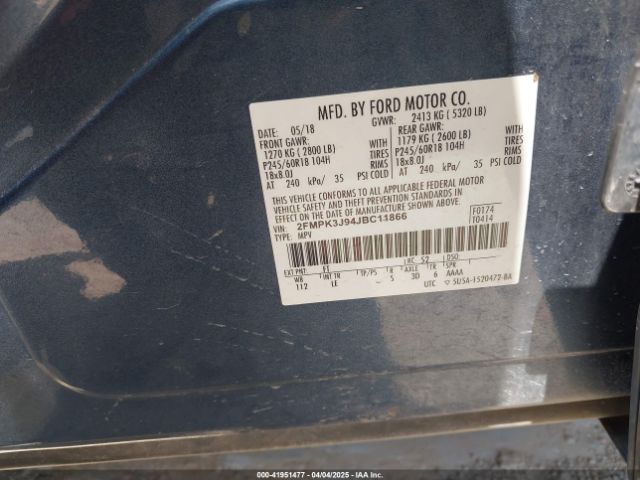 2FMPK3J94JBC11866 Ford EDGE SEL
