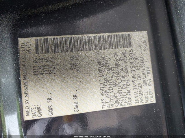 1N4AL3AP5HN358305 Nissan Altima 2.5 Sr