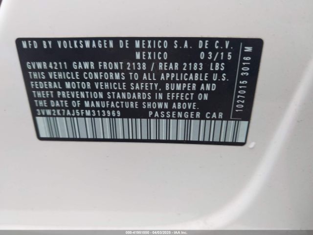 3VW2K7AJ5FM313969 Volkswagen Jetta 2.0l S