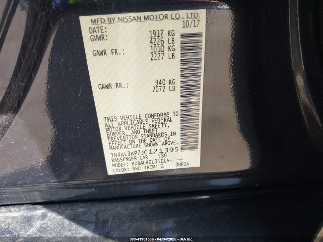 1N4AL3AP7JC121395 Nissan Altima 2.5 Sl