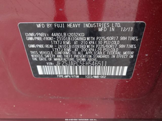 2014 SUBARU FORESTER JF2SJAPC5EH546511 Photo 8